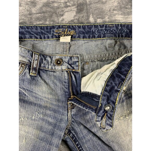 Silver Jeans Men's 32x33 Distressed Boot Cut Y2K Grunge Tuesday Blue Jeans - Picture 5 of 14